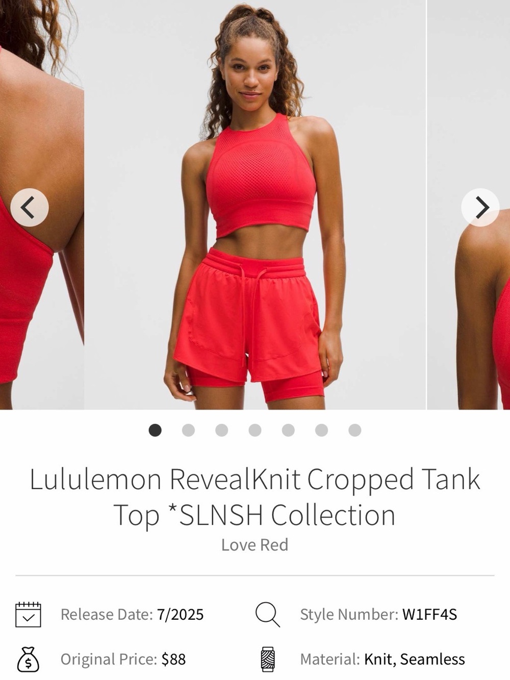 lululemon athletica RevealKnit Cropped Tank Top - Love Red